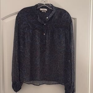 Isabel Marant Black Long Sleeve Mandarin Collar Blouse